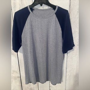 Lululemon Bodhi Short Sleeve Heathered Medium Grey / Nautical Navy Mens Large